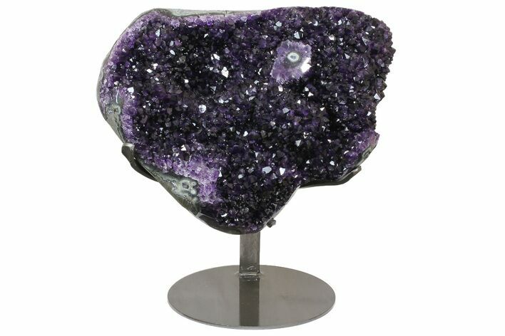 Amethyst Geode Section on Metal Stand - Deep Purple Crystals #171816